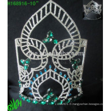 Vente en gros nouveau design grand été vert mini strass tiara couronne